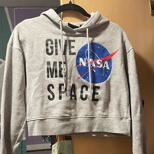 Cropped Gray NASA Graphic Hoodie